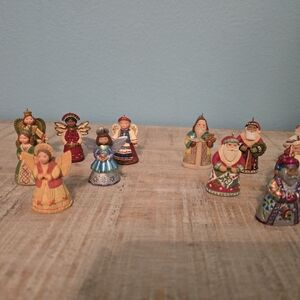 Set Of Miniature Angel, Santa And Penguin Hallmark Ornaments